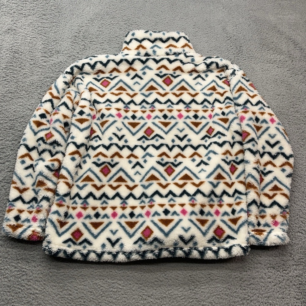 Eddie Bauer Plush Fleece 1/4 Zip Womens 2XL Vanilla Aztec Outdoor Gorpcore NEW - Picture 2 of 9